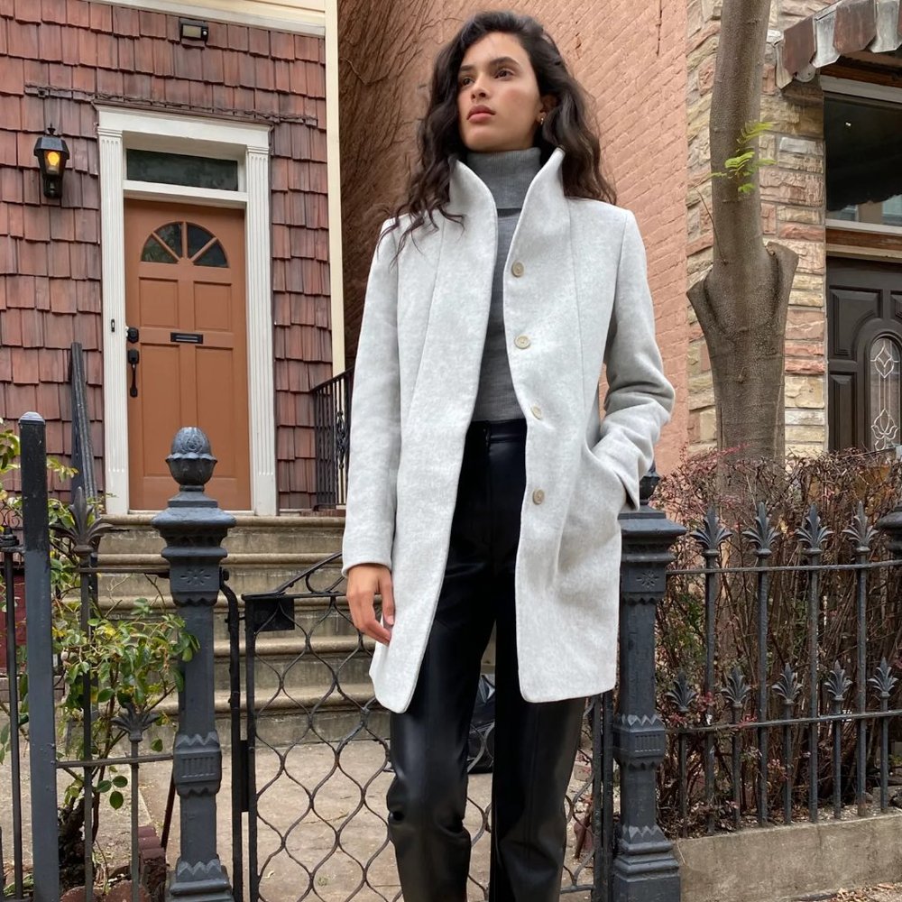 Wilfred Light Gray Wool-Blend Pea Coat